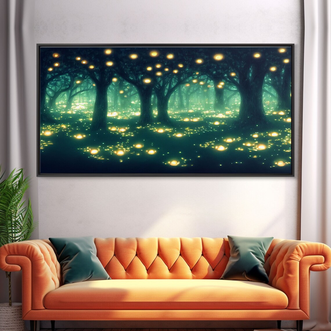 Fireflies at Night in a Fantasy Forest Art Print - Image 5