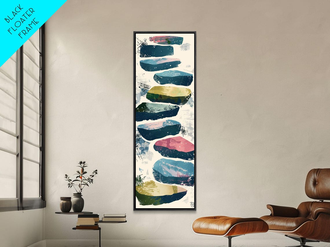 Abstract Colorful Stepping Stones Minimalist Vertical Art Print - Image 5