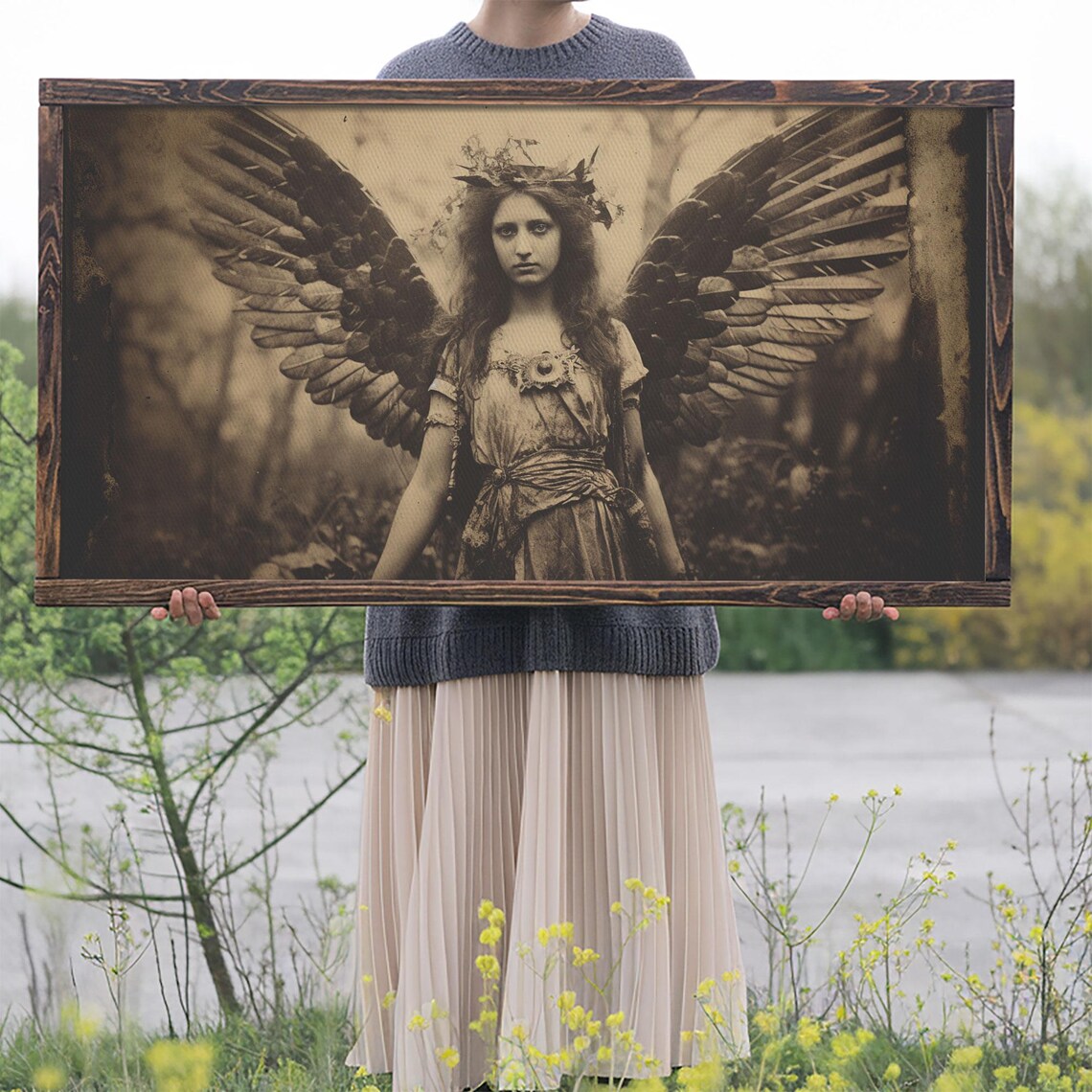 Tintype Angel Art Print, Guardian Angel Wings - Image 2