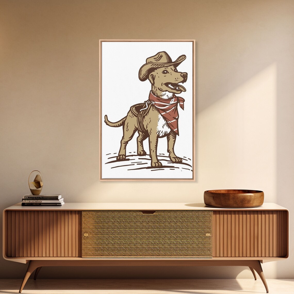 Cowboy Dog Vintage Style Puppy Hat Bandana Western Pet Wall Poster - Image 3