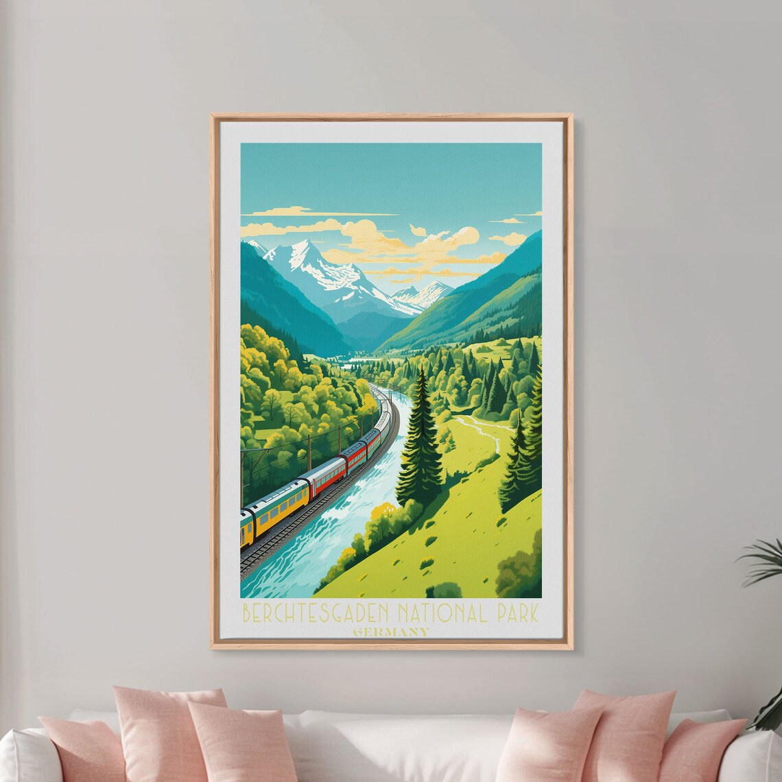 Berchtesgaden Germany Alpine Valley Train River Snow Peaks Travel Poster - Image 5