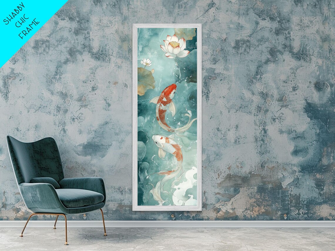 Wabi Sabi Koi Fish Art Print, Japanese Style Accent Piece - Image 3