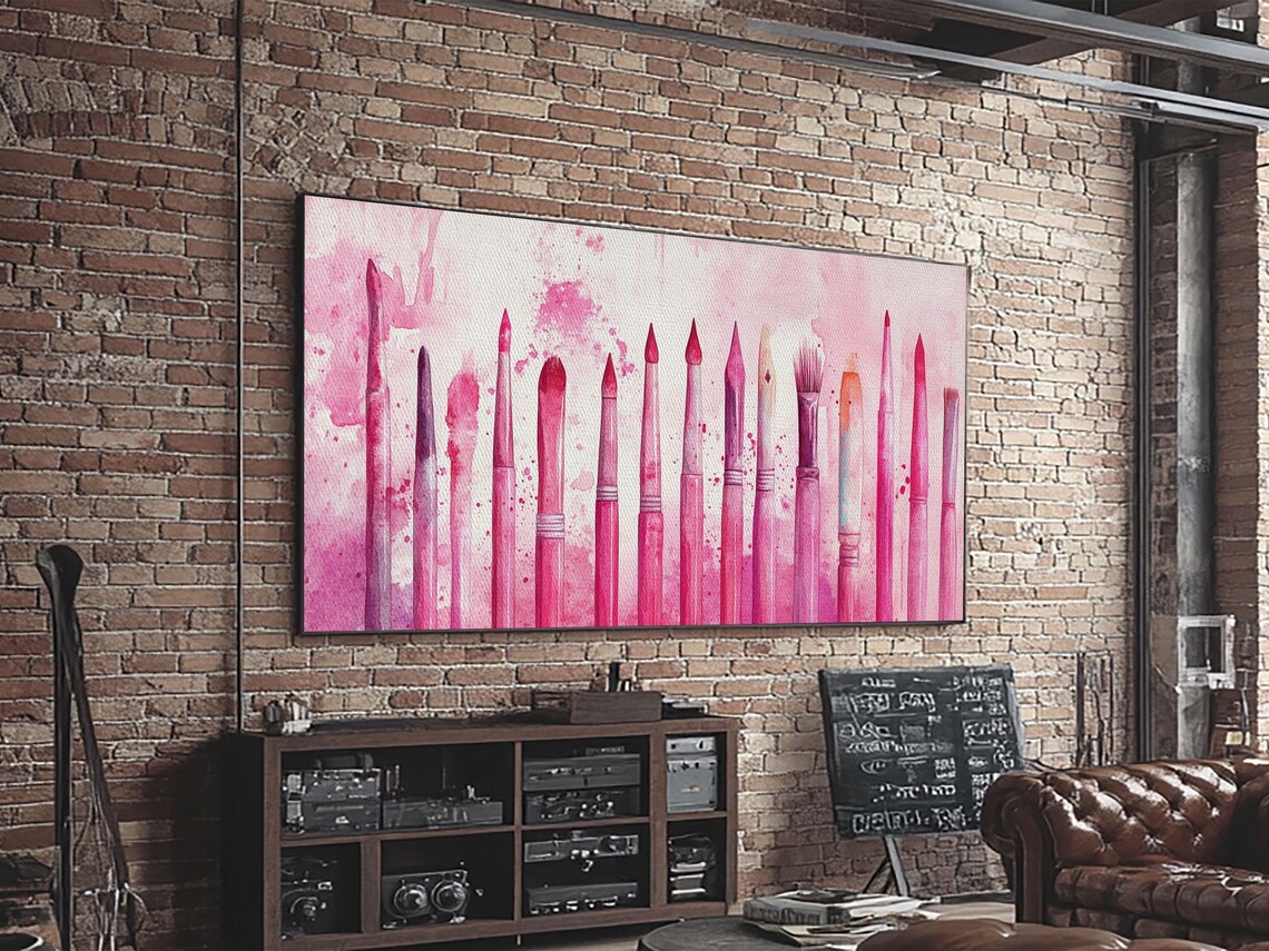 Artistic Brushes Print Pink Abstract Art Tools Studio Decor Light Pink Wall Art Boho Minimalist Wabi Sabi Artist Gift Idea - Image 5