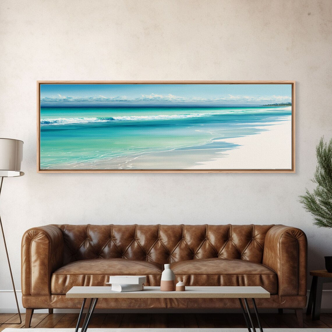 Blue Beach and Ocean Waves Panoramic Art Print