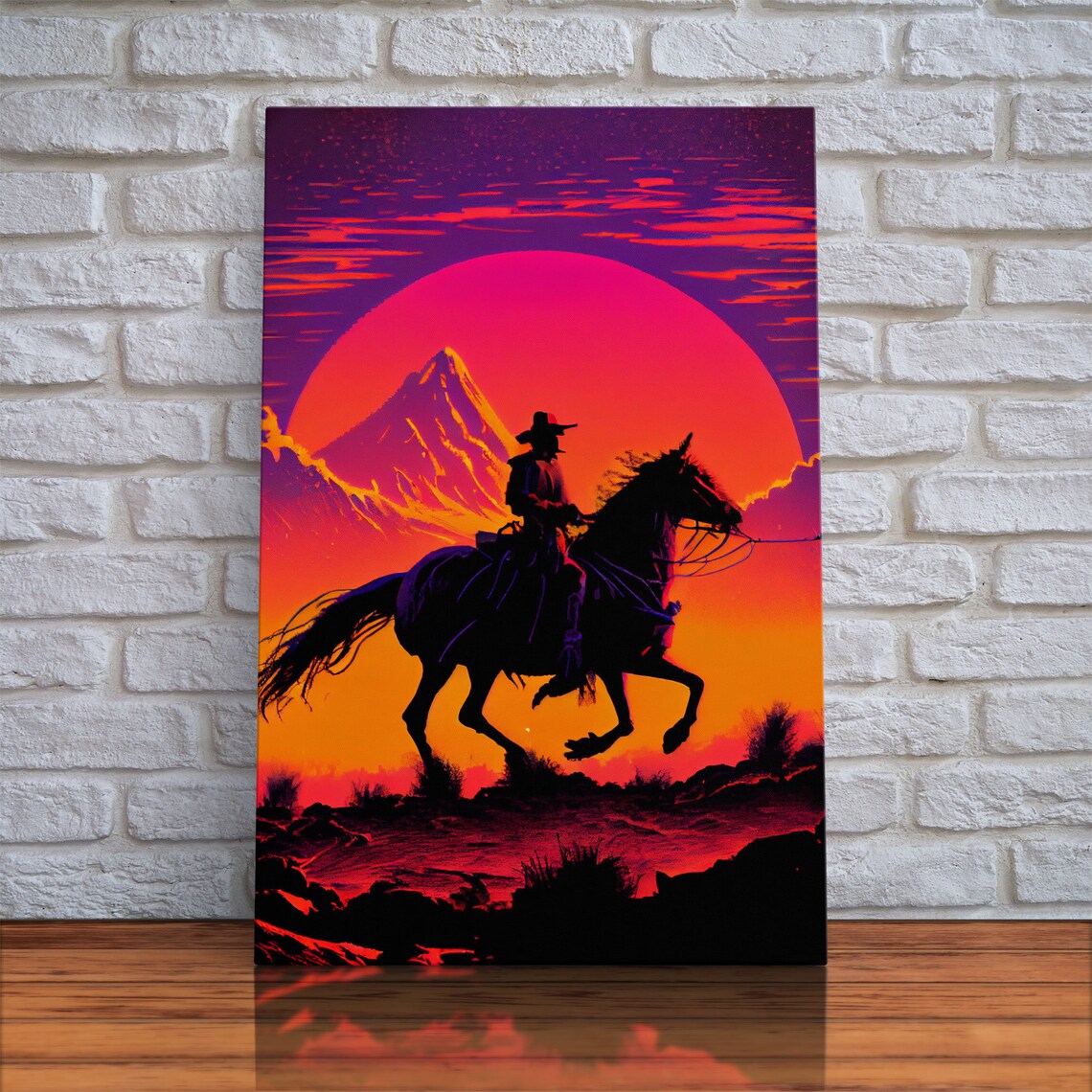 Outrun Style Wild West Sunset, Retro Western Art Print - Image 5
