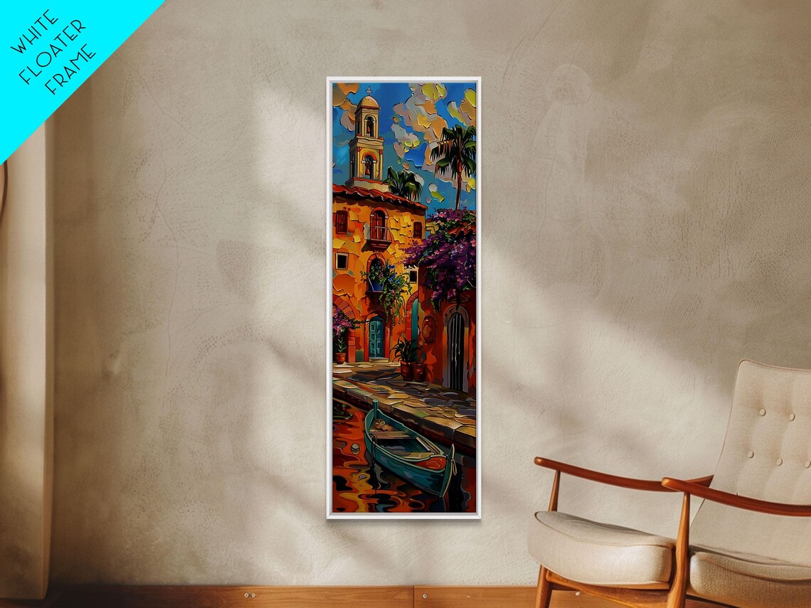 Venetian Canal Gondola Bell Tower Old Town Impasto Painting Poster