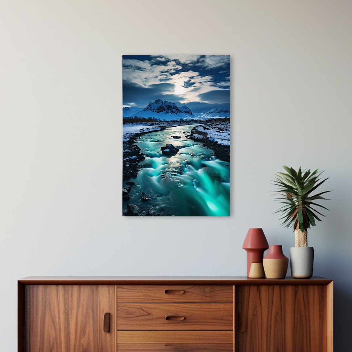 Alaska Winter Wilderness Turquoise Glacier River Snow Mountains Poster - Image 5