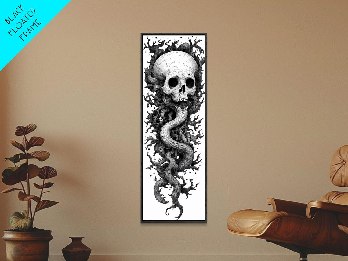 Gothic Skull Entwined With Tree Branches Dark Art Wall Poster - Image 3