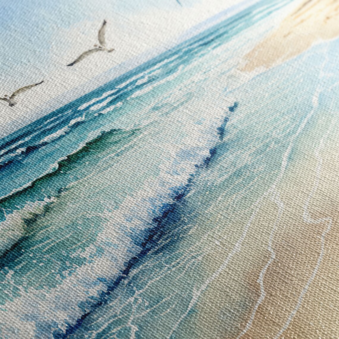Watercolor Beach Landscape Panoramic Art Print - Image 2