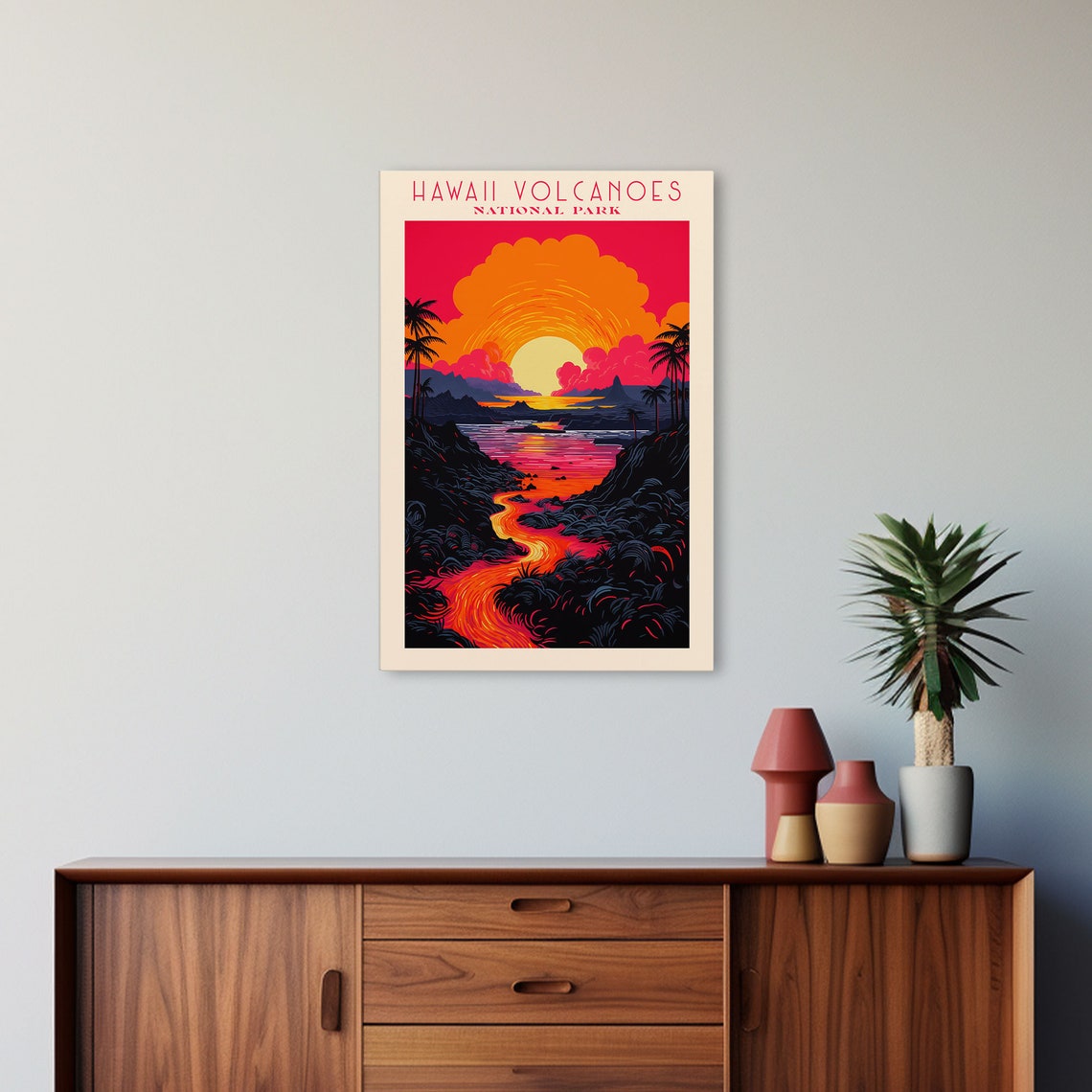 Hawaii Volcanoes National Park Travel Poster Art Print Wall Art Hawaii Travel Art Midcentury Modern Travel Decor Wall Art - Image 5