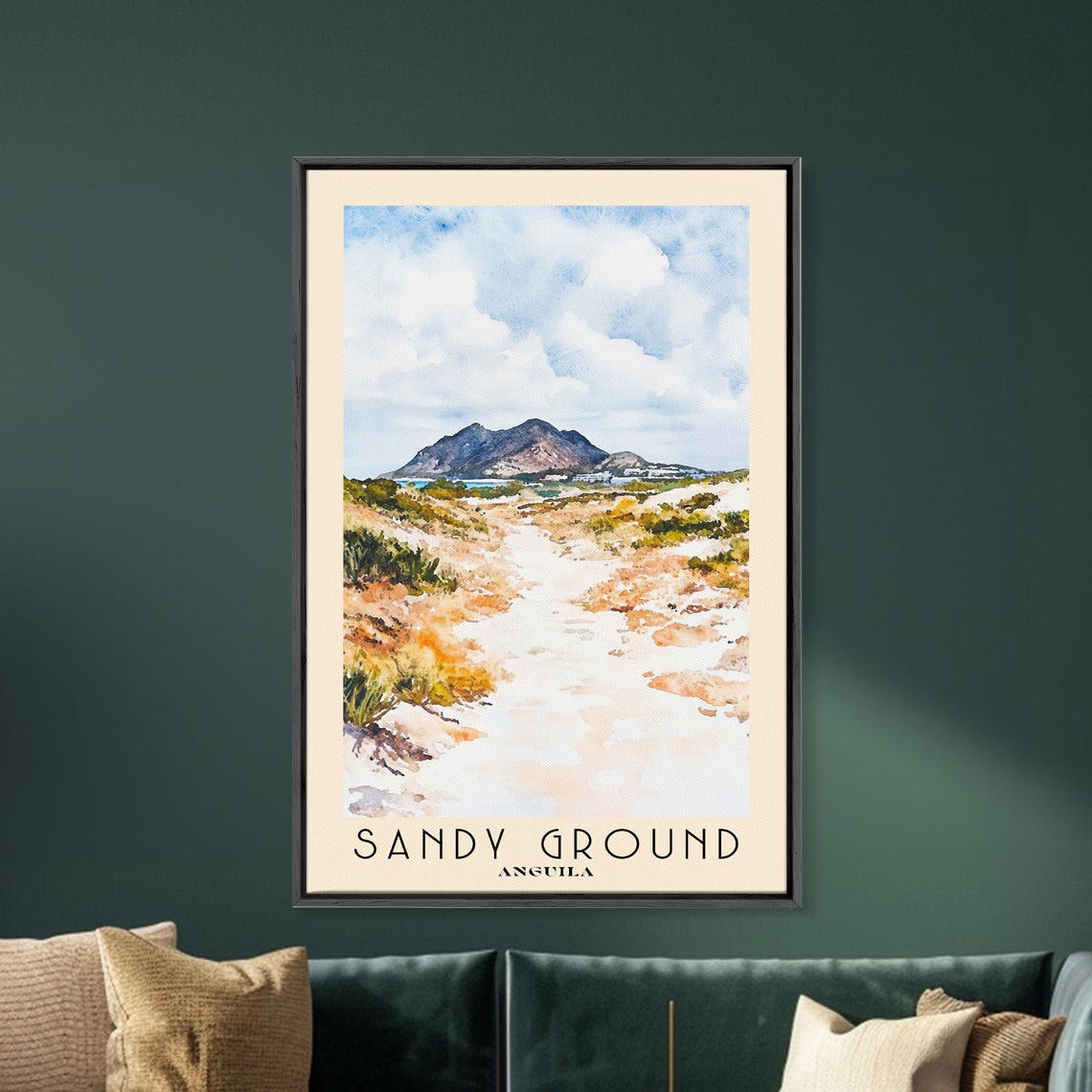 Sandy Ground Anguilla White Dune Path Distant Mountain Island Poster - Image 5