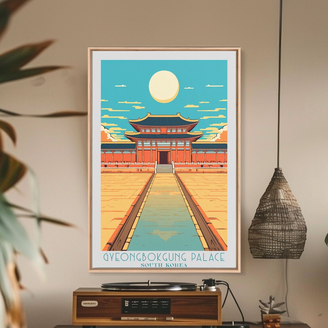 Gyeongbokgung Palace Seoul South Korea Moonlit Courtyard Travel Poster - Image 3