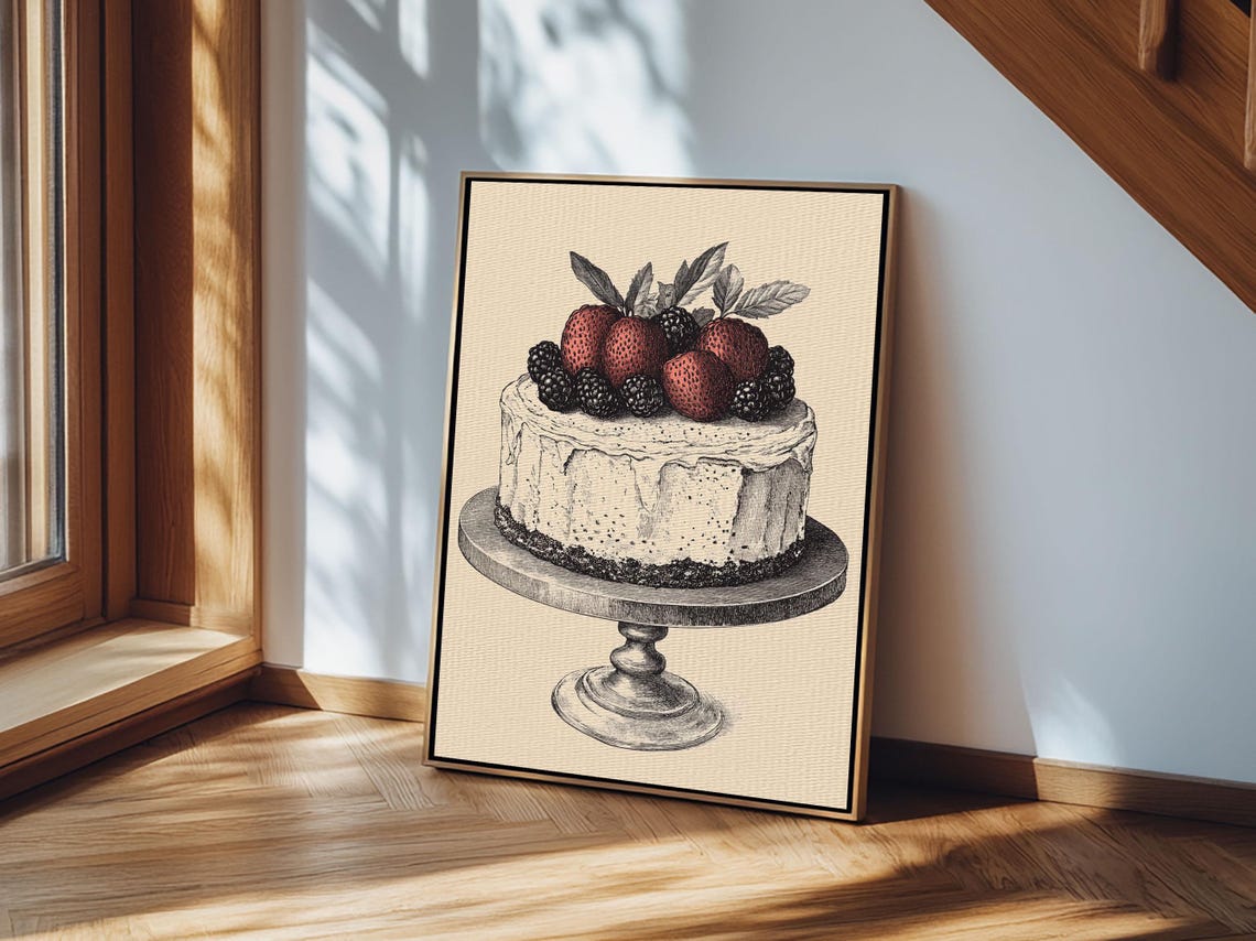 Kitchen Wall Art Cake Painting Still Life Framed Print Dining Room Wall Artt - Image 3