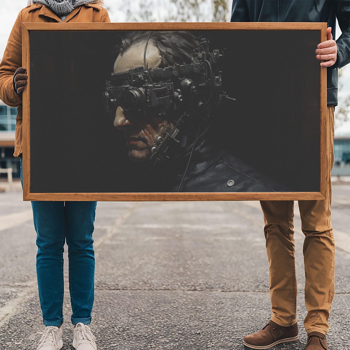 Steampunk Cyborg Mechanical Goggles Dark Portrait SciFi Horror Poster - Image 3