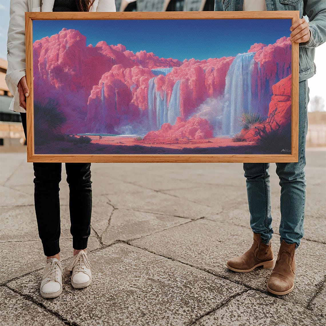 Psychedelic Pink Waterfall Art Print - Image 5