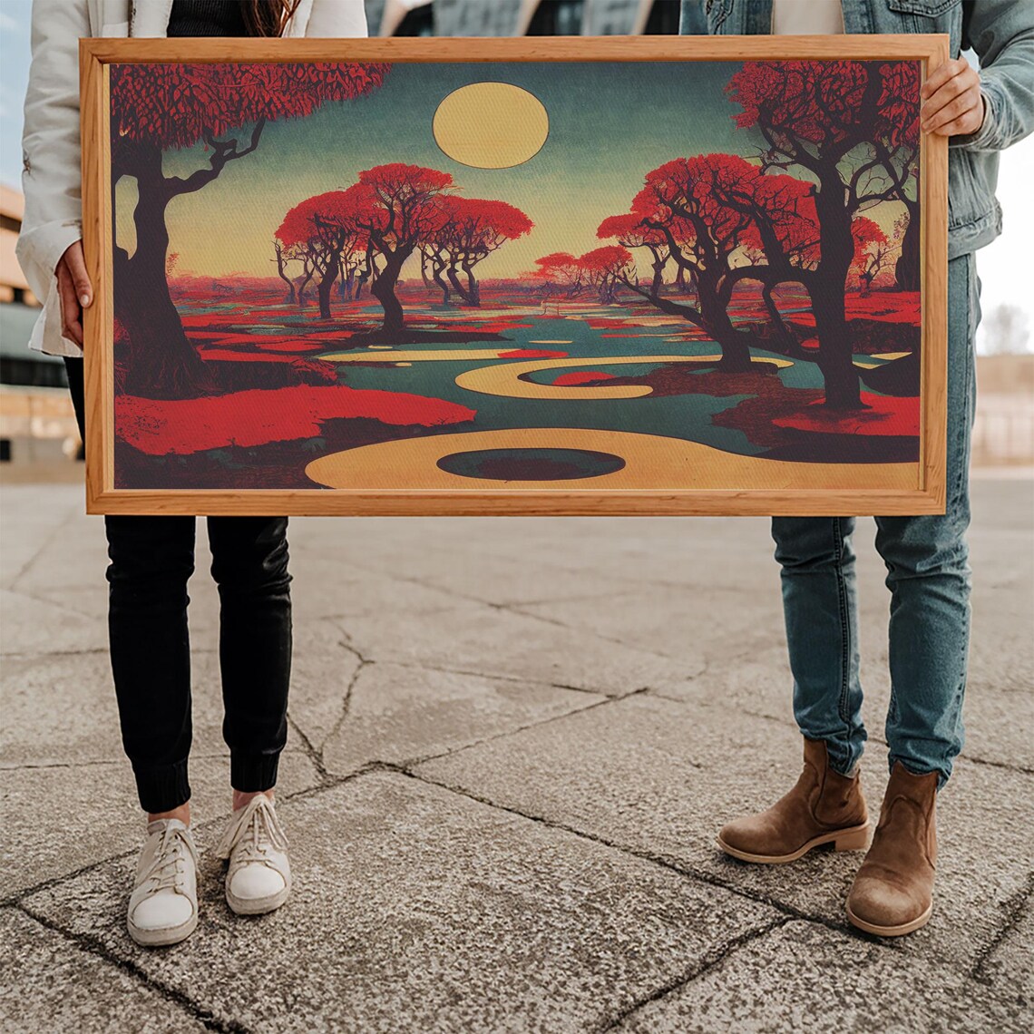 Psychedelic Cherry Blossom Trees Art Print