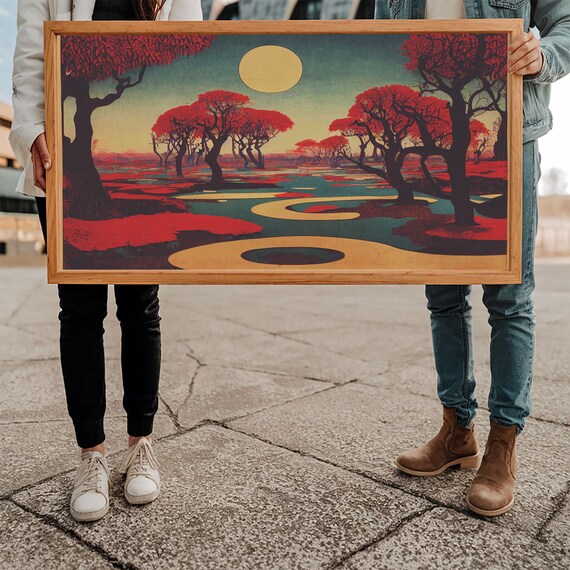 Psychedelic Cherry Blossom Trees Art Print