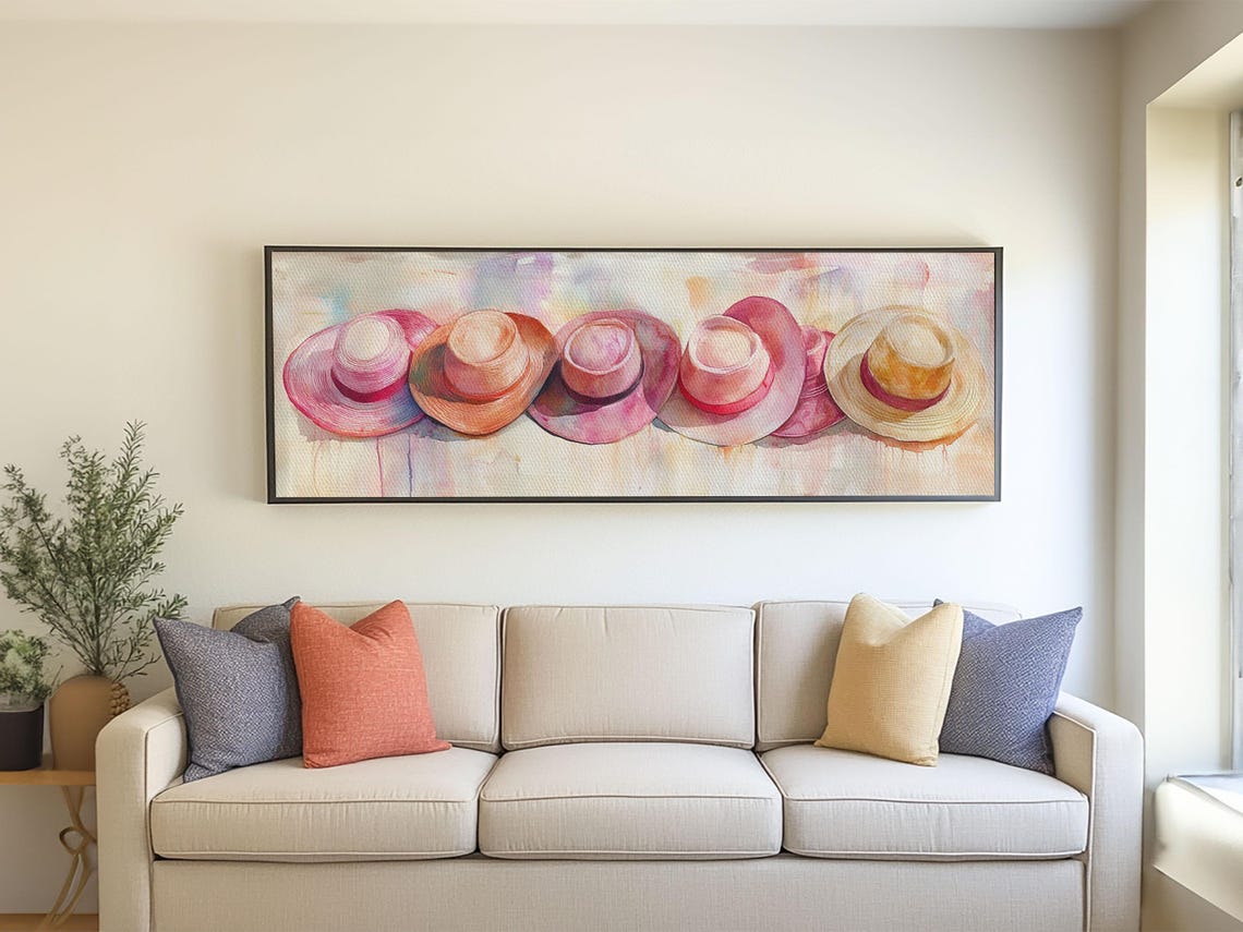 Pink Hats Wall Art Print Pearlescent Elements Minimalist Abstract Artwork Perfect Addition To Feminine Rustic Decor - Image 2