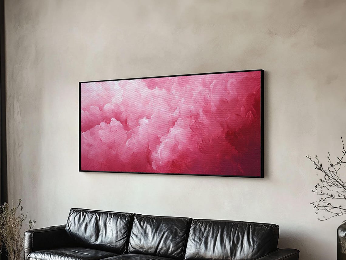 Dreamy Pink Clouds Abstract Swirls Romantic Modern Wall Art Print - Image 3