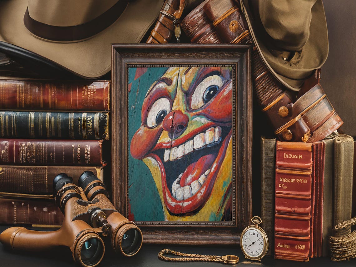 Creepy Grinning Clown Face Pop Art Retro Halloween Painting Poster - Image 6
