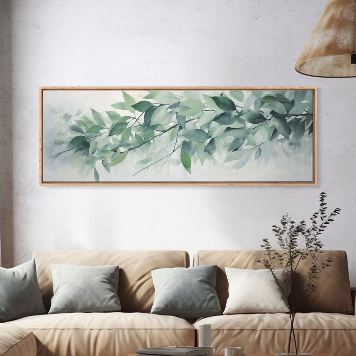 Green Botanical Oil Painting on Eucalyptus Art Print - Image 4