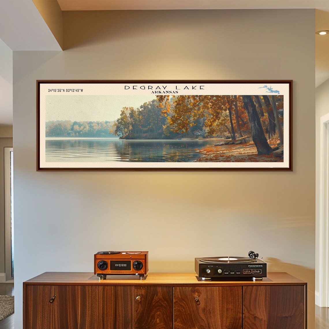 Degray Lake Arkansas Golden Autumn Trees Calm Water Travel Poster - Image 3