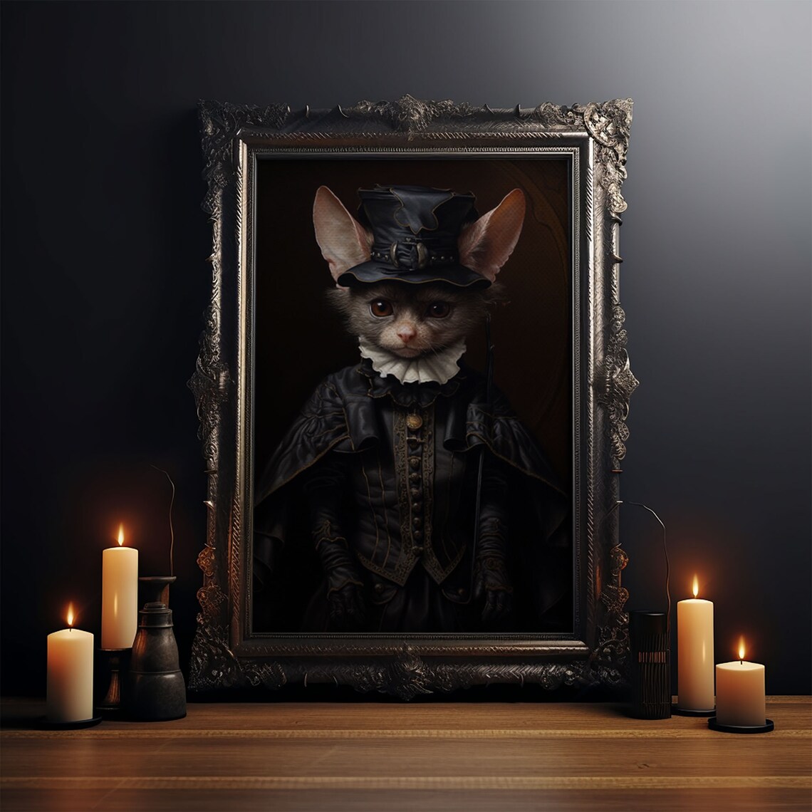 Vintage Vampire Bat Portrait Art Print, Dark Academia - Image 3