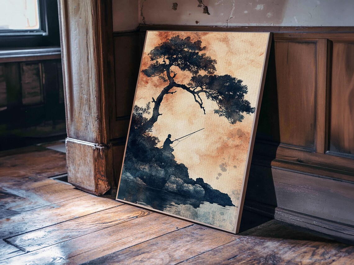 Japanese Fisherman, Wabi Sabi Minimalist Art Print - Image 6