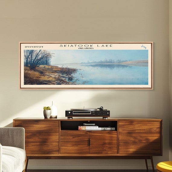 Skiatook Lake Oklahoma Panoramic Framed Print Lake House Decor Wall Art Travel Poster Beautiful Lake Scene Bedroom Decor