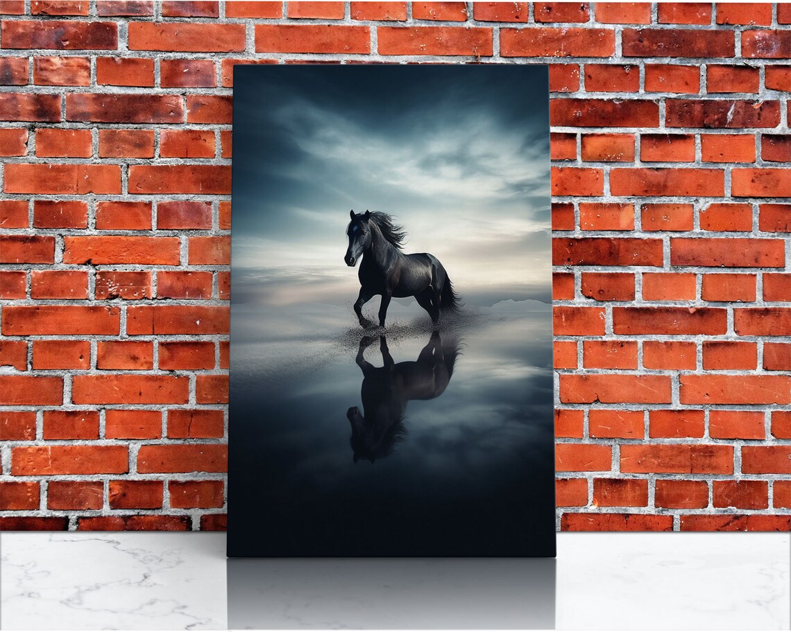 Black Stallion in the Clouds, Nature Photo Print - Image 2