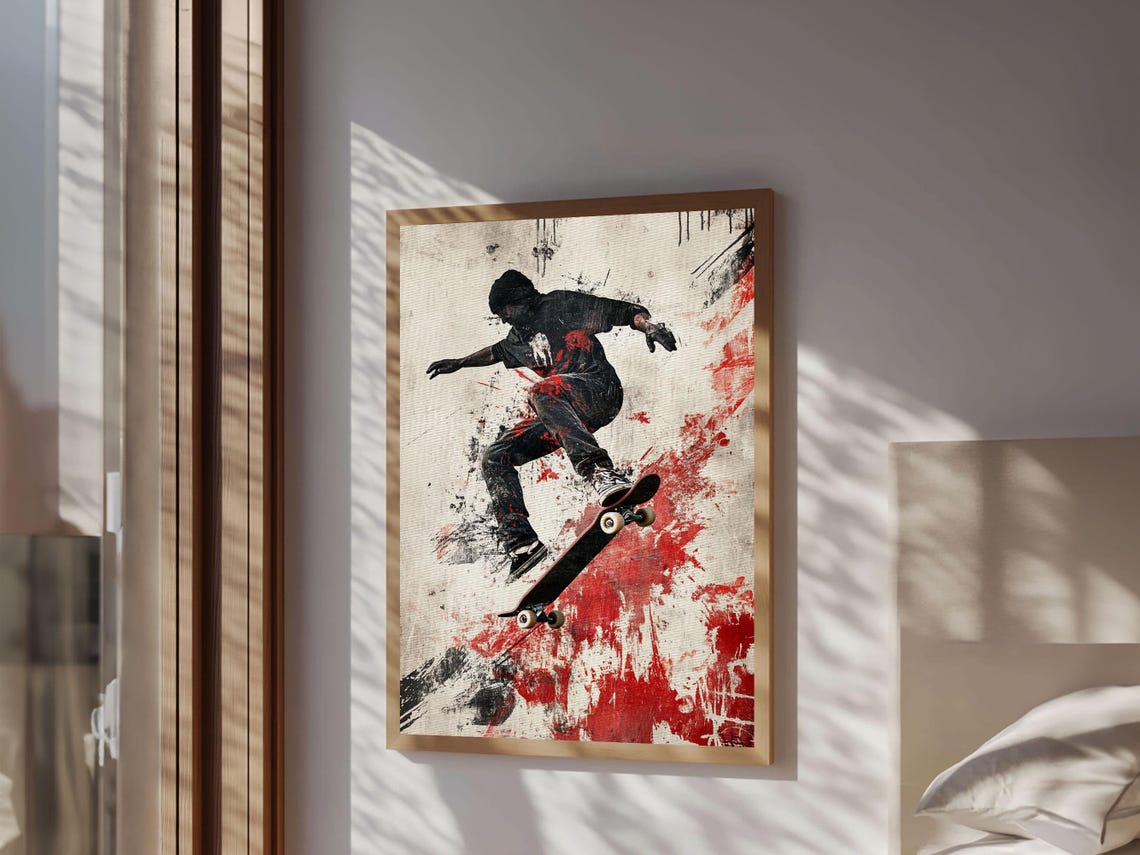 Energetic Skater Print With Urban Graffiti Wall Art And Bold Street Style Decor Perfect For Living Room Accent Walls - Image 5