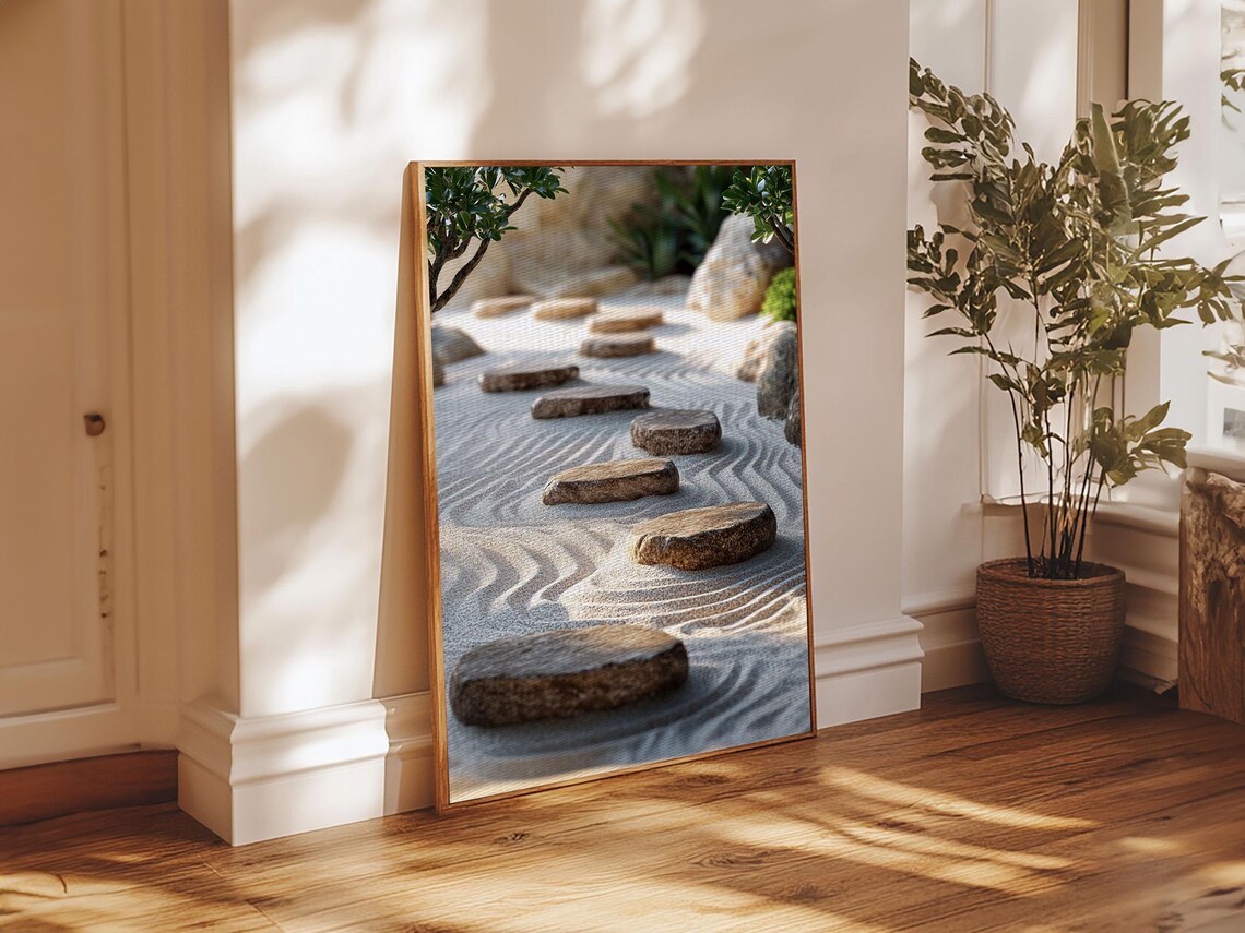 Zen Garden Path, Minimalist Wabi Sabi Art Print
