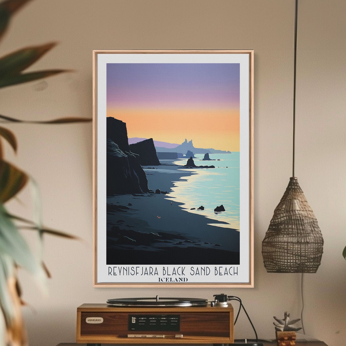Reynisfjara Black Sand Beach Iceland Sunset Cliffs Ocean Poster - Image 3