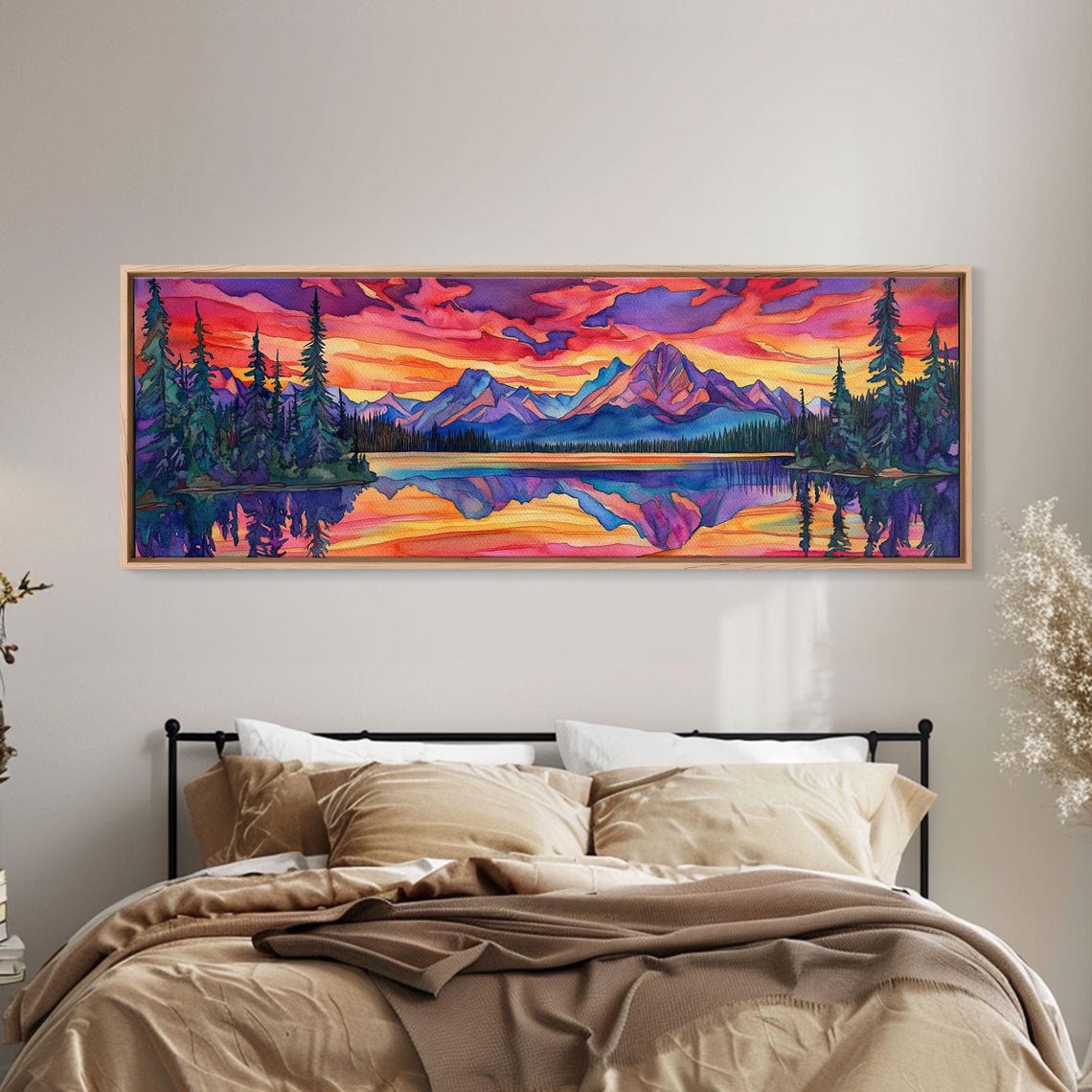 Abstract Landscape Painting Print Panoramic Surreal Art Oversized Wide Horizontal Fantasy Wall Art Colorful Art - Image 5