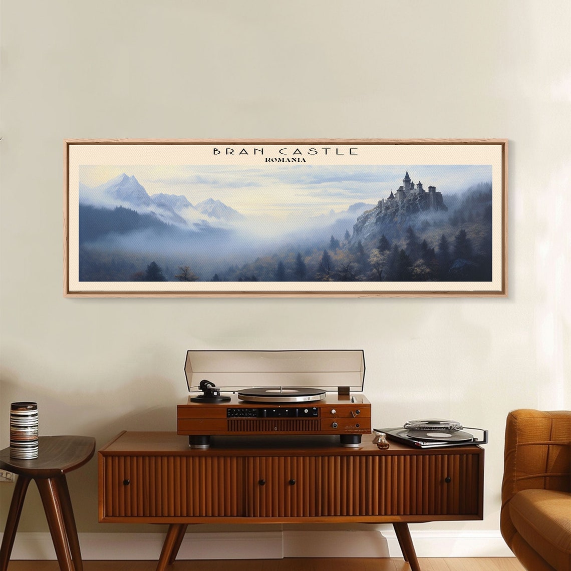 Bran Castle Romania Misty Carpathian Mountains Forest Panoramic Poster