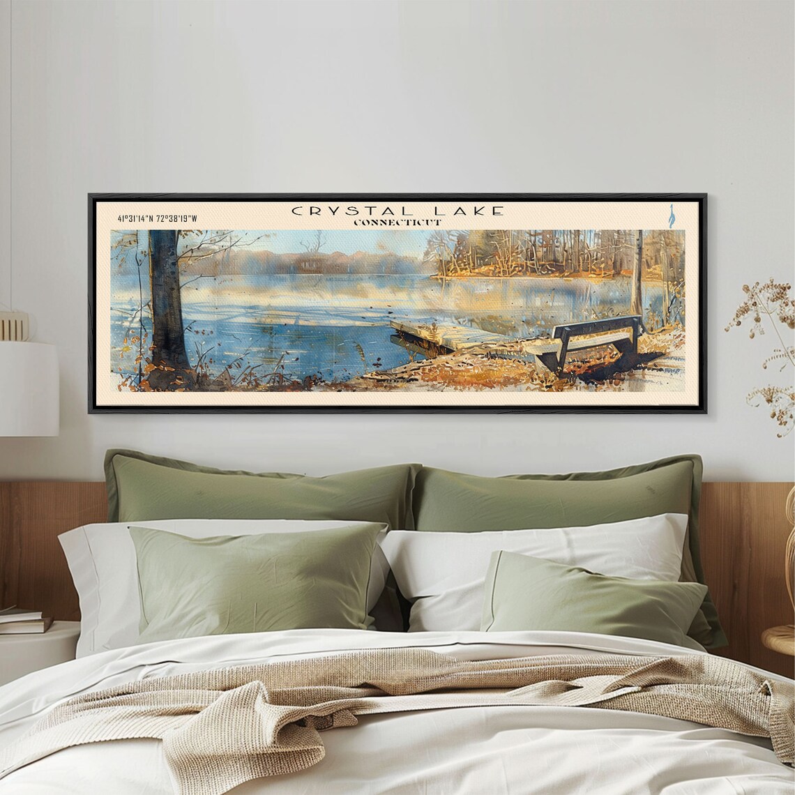 Crystal Lake Connecticut Winter Bench Icy Blue Water Travel Poster - Image 3