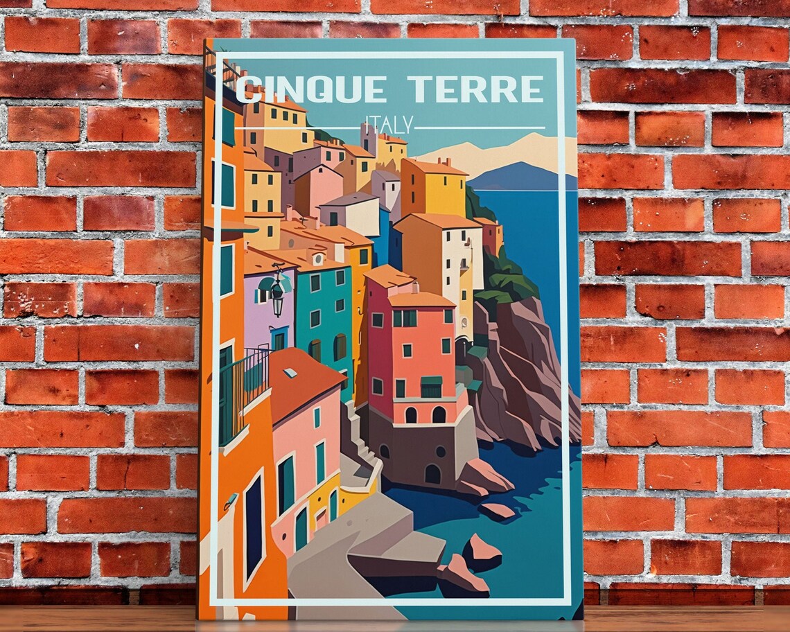 Cinque Terre Italy Travel Poster, Coastline Art Print - Image 5