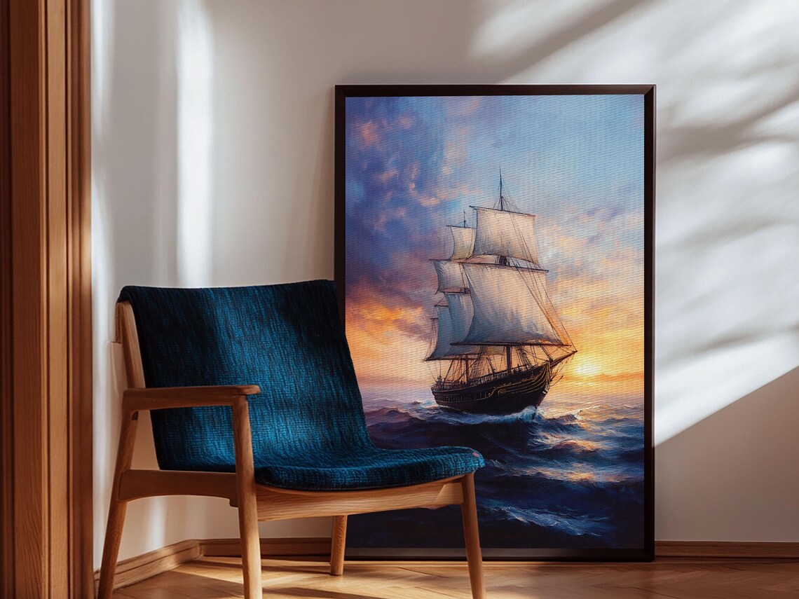 Pirateship At Dawn, Pirate Art Print - Image 2