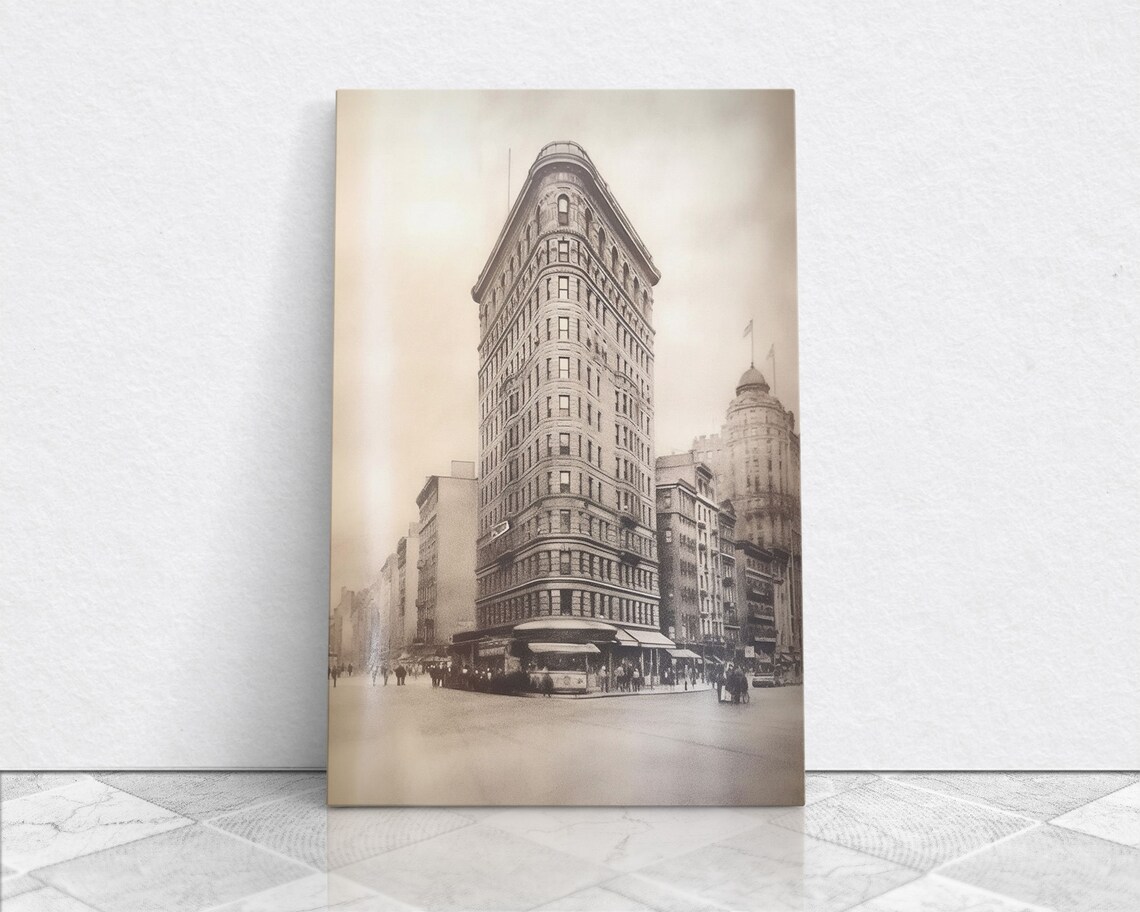 Flat Iron New York City Art Print, Charcoal Drawing