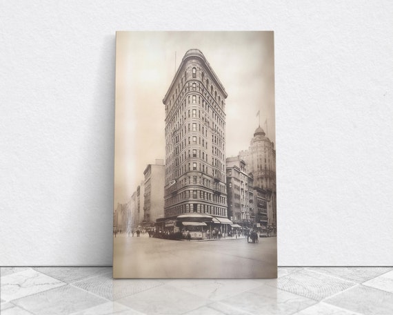Flat Iron New York City Art Print, Charcoal Drawing