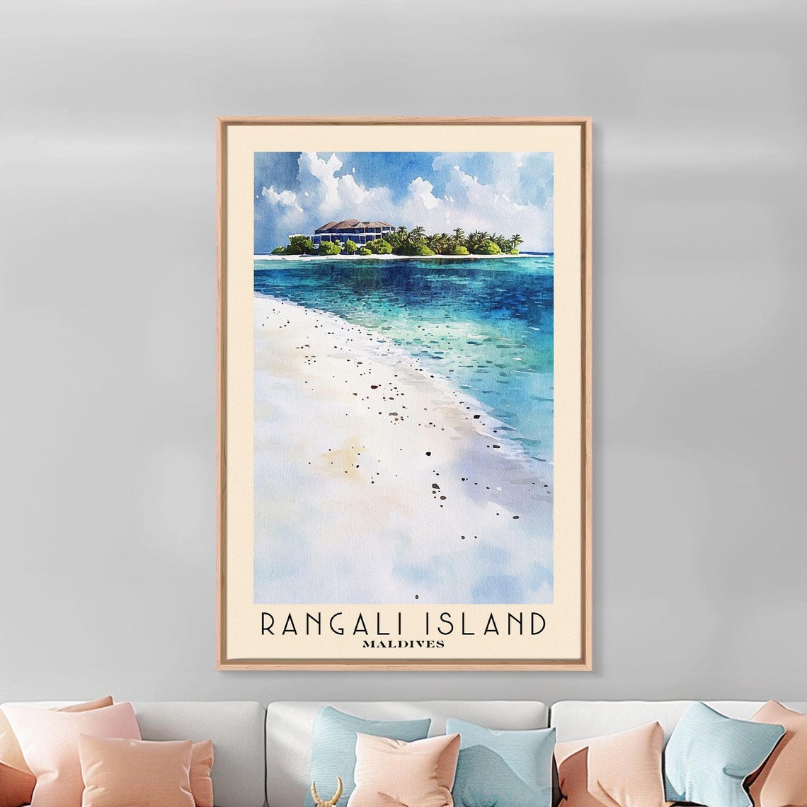 Rangali Island Maldives White Sand Beach Resort Watercolor Poster - Image 2