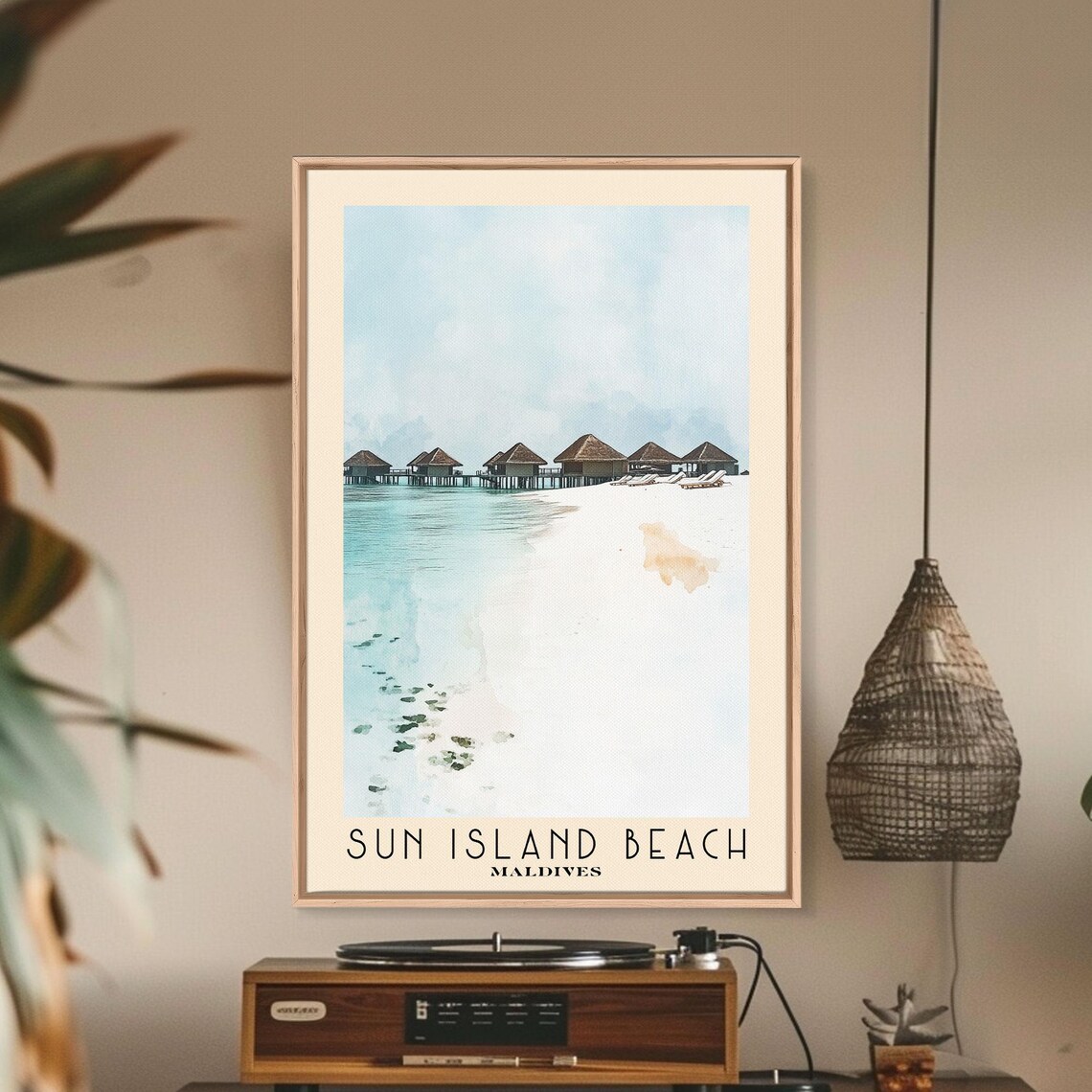 Sun Island Beach Maldives Overwater Villas White Sand Lagoon Poster - Image 3