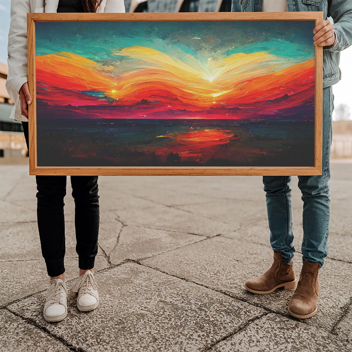 Beautiful Sunset Print Art Ink Painting Style Abstract Sunset Wall Art Cool Wall Art