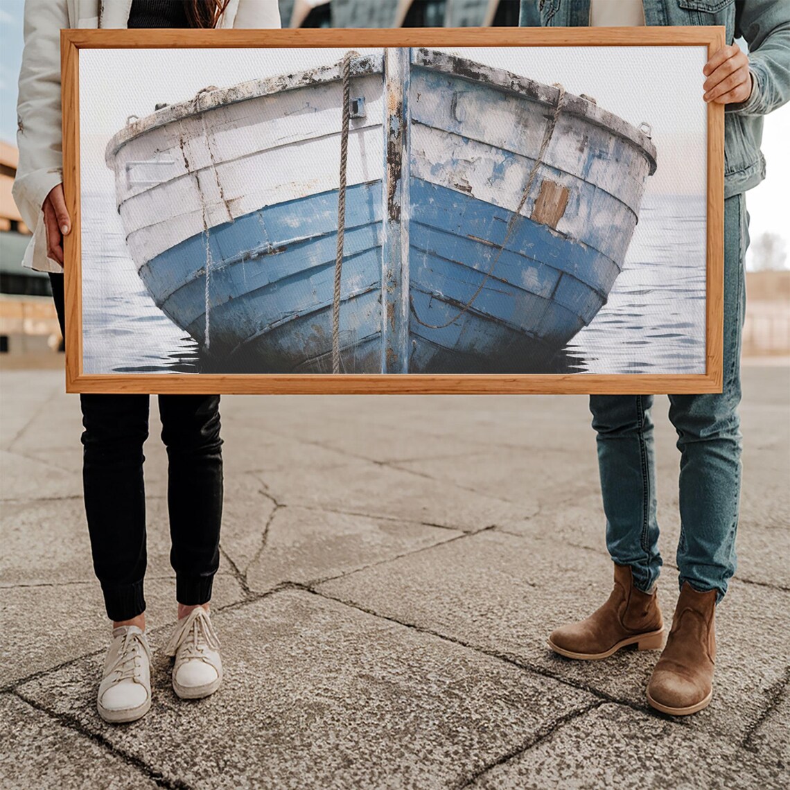 Old Blue Wooden Boat Bow Weathered Nautical Vintage Photo Poster - Image 5