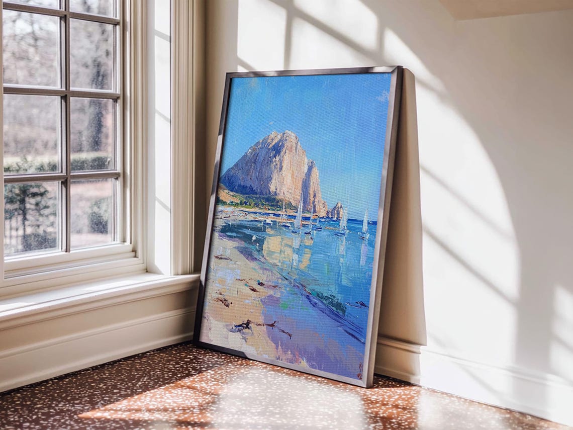 Morro Bay California Wall Art Framed Print California Decor California Painting Wall Art Oil Painting Of Morro Bay Nautical Decor