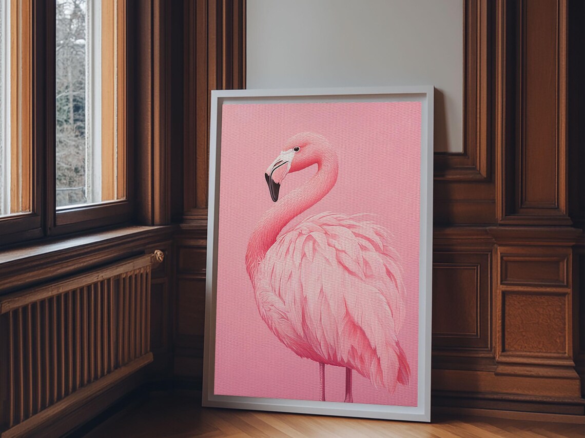 Pink Flamingo Painting Art Print, Preppy Decor - Image 3