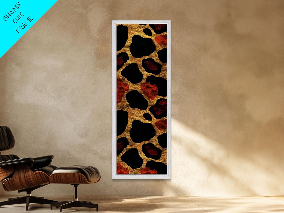 Textured Leopard Print Black Red Gold Spots Bold Animal Art Poster - Image 4