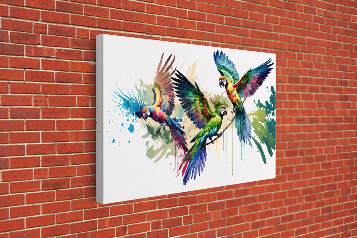 Birds Of Paradise 3 Watercolor Parrots, Boho Art Print - Image 3