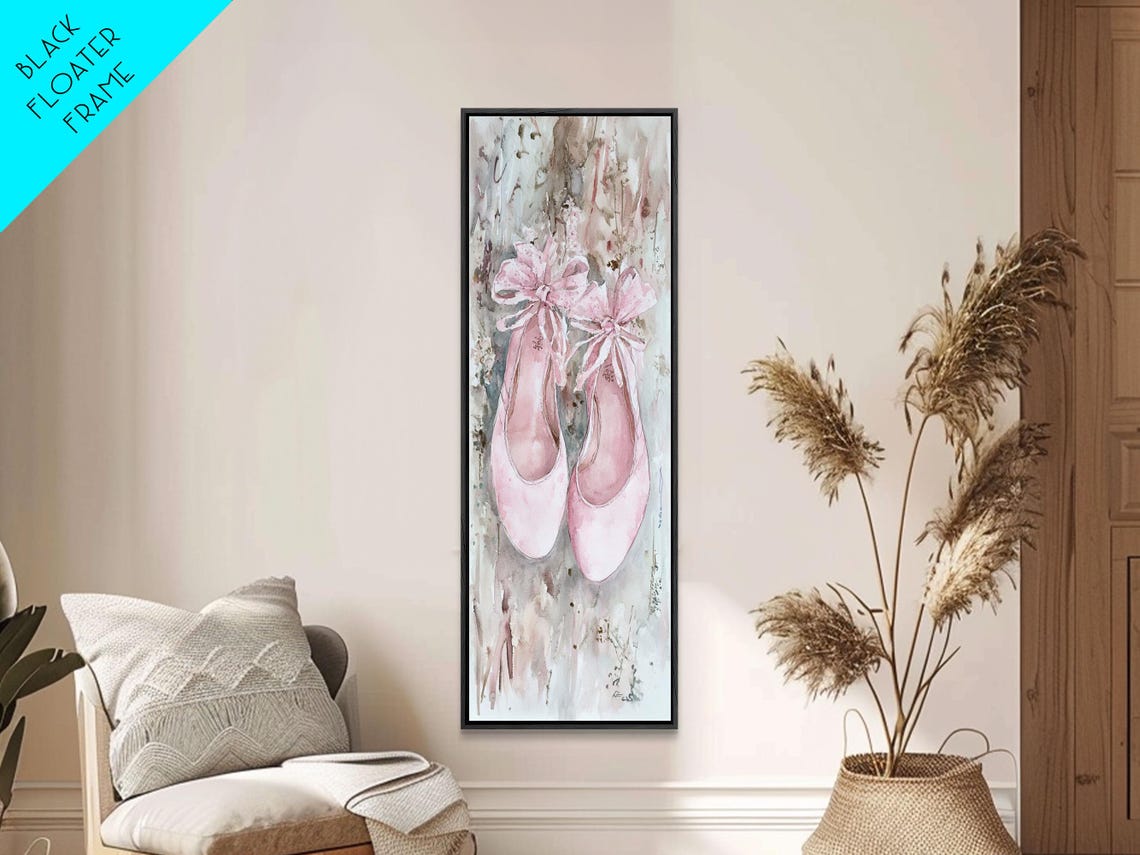 Pink Ballet Shoes Ribbons Watercolor Dancer Gift Wall Art Poster - Image 4