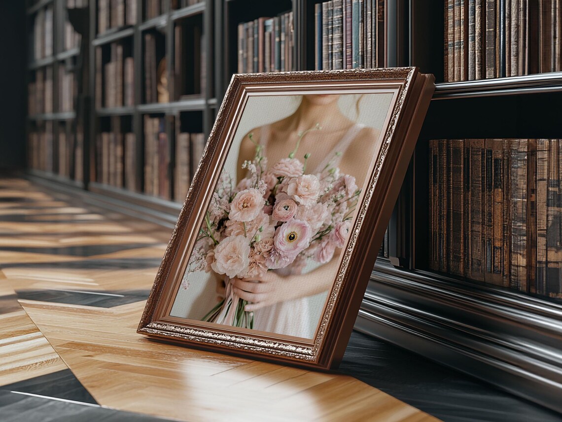 Blush Bridal Bouquet Bride Holding Romantic Wedding Floral Art Poster - Image 3